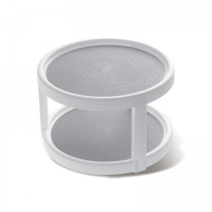 논 스키드 2-Tier 식품 저장실 캐비닛 게으른 수잔 턴테이블, 12 인치, 흰색 / 회색